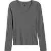 Eileen Fisher V-neck Long Sleeve T-shirt In Gray
