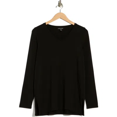 Eileen Fisher V-neck Long Sleeve Tunic In Black