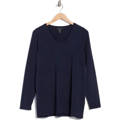 Eileen Fisher V-neck Long Sleeve Tunic In Blue