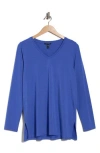 Eileen Fisher V-neck Long Sleeve Tunic In Blue
