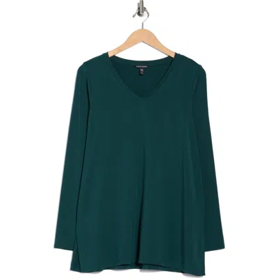 Eileen Fisher V-neck Long Sleeve Tunic In Green
