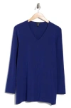 Eileen Fisher V-neck Long Sleeve Tunic In Multi