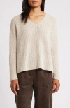 Eileen Fisher V-neck Organic Cotton & Cashmere Blend Sweater In Chalk