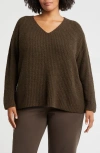 Eileen Fisher V-neck Organic Cotton & Cashmere Blend Sweater In Wren