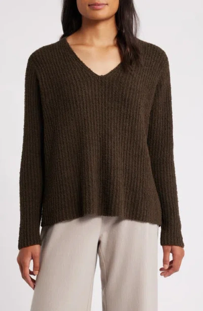 Eileen Fisher Cotton & Cashmere Blend Textured Sweater In Wren