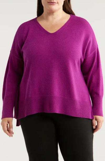 Eileen Fisher V Neck Sweater In Berry Bloom