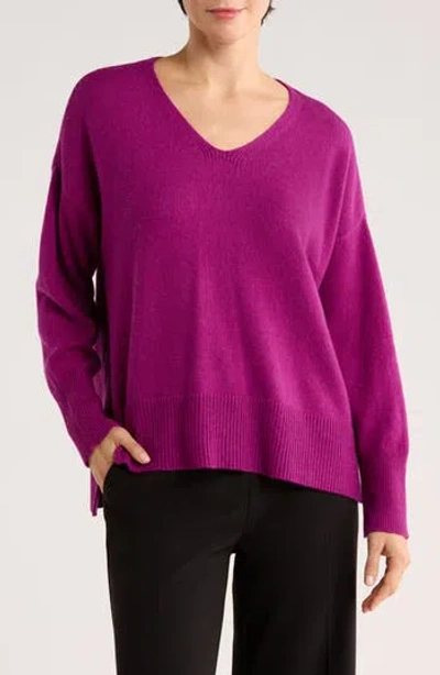 Eileen Fisher V-neck Organic Cotton & Recycled Cashmere Blend Sweater In Pink