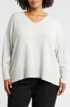 Eileen Fisher V-neck Organic Cotton & Recycled Cashmere Blend Sweater In Sea Salt