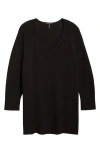 Eileen Fisher V-neck Organic Cotton Blend Sweater In Black