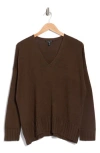 Eileen Fisher V-neck Organic Cotton Blend Sweater In Brown