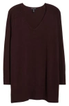 Eileen Fisher V-neck Organic Cotton Blend Sweater In Purple