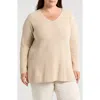 Eileen Fisher V-neck Organic Cotton Chenille Sweater In Almond