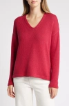 Eileen Fisher V-neck Organic Cotton Pullover Sweater In Azalea