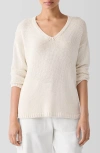 EILEEN FISHER EILEEN FISHER V-NECK ORGANIC COTTON PULLOVER SWEATER