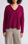 Eileen Fisher V-neck Organic Cotton Crepe Pullover In Rhapsody