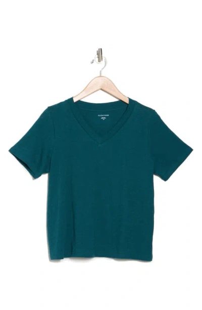 Eileen Fisher V-neck Organic Cotton T-shirt In Aegean