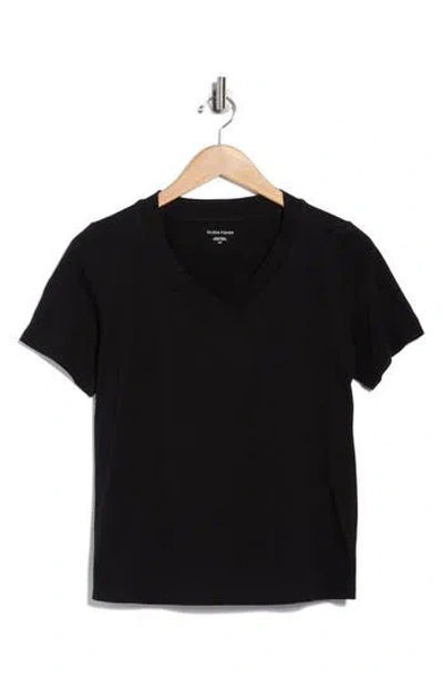 Eileen Fisher V-neck Organic Cotton T-shirt In Black