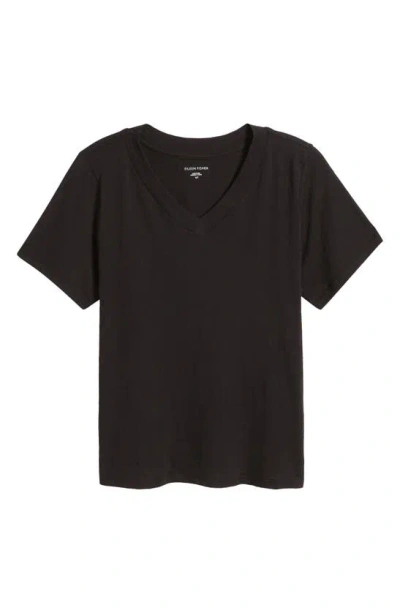 Eileen Fisher V-neck Organic Cotton T-shirt In Black