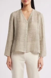 Eileen Fisher Organic Linen Blend Button-up Shirt In Natural