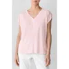Eileen Fisher V-neck Organic Linen T-shirt In Pink