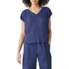 Eileen Fisher V-neck Organic Linen T-shirt In Bluette