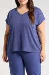 Eileen Fisher V-neck Organic Linen T-shirt In Bluette