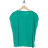 Eileen Fisher V-neck Organic Linen T-shirt In Green