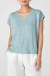 EILEEN FISHER V-NECK ORGANIC LINEN T-SHIRT