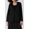 Eileen Fisher V-neck Ponte Longline Jacket In Black