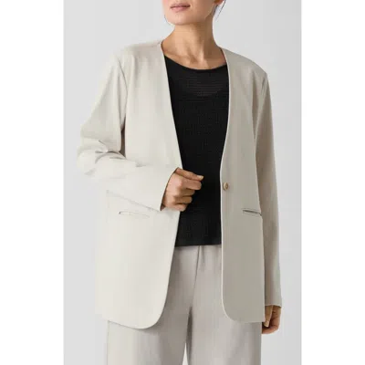 Eileen Fisher V-neck Ponte Longline Jacket In Chalk