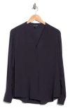 Eileen Fisher V-neck Silk Button-up Shirt In Purple