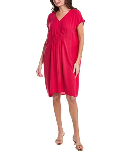 Eileen Fisher V-neck Silk Dress In Pink