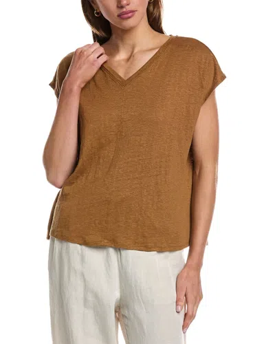 EILEEN FISHER EILEEN FISHER V-NECK SQUARE LINEN T-SHIRT