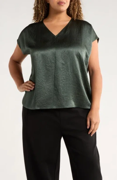 EILEEN FISHER EILEEN FISHER V-NECK SQUARE SATIN TOP
