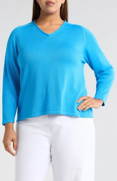Eileen Fisher V-neck Sweater In Azure
