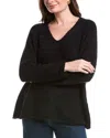 Eileen Fisher V-neck Wool Sweater In Black