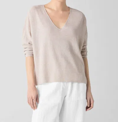 EILEEN FISHER V-NECK SWEATER IN NATURAL