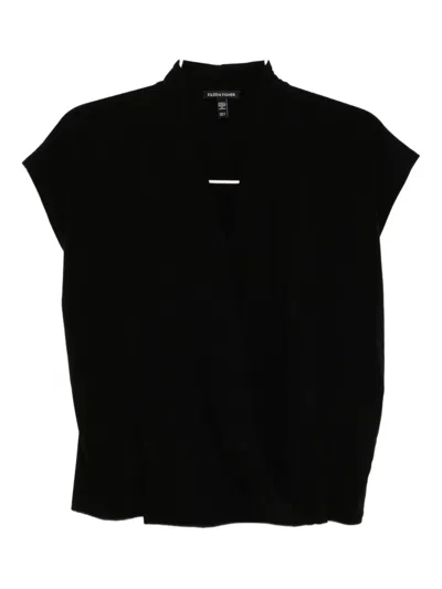 Eileen Fisher V-neck T-shirt In Black