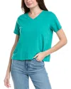 Eileen Fisher Easy V-neck Organic Cotton T-shirt In Green