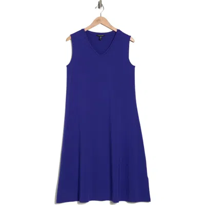 Eileen Fisher V-neck Tank Dress In Blue