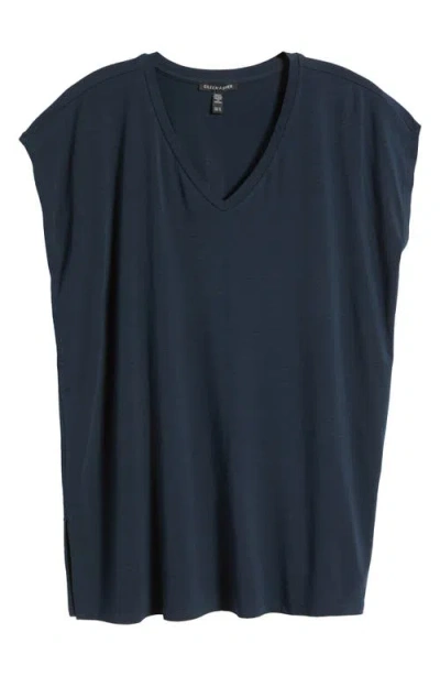 Eileen Fisher V-neck Tencel® Lyocell T-shirt<br> In Ocean