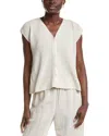 Eileen Fisher Peruvian Organic Cotton Crepe Vest In Bone In White