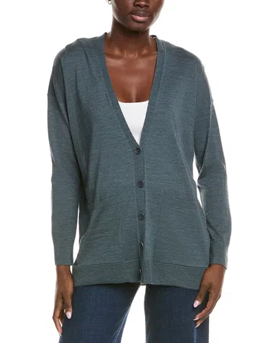 Eileen Fisher V-neck Wool Cardigan In Blue