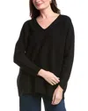 Eileen Fisher V-neck Wool Sweater In Black