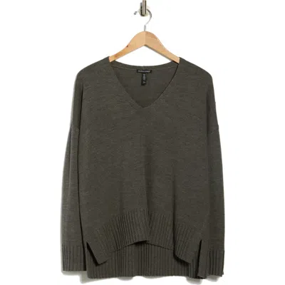 Eileen Fisher V-neck Wool Sweater In Gray