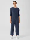 Eileen Fisher Variegated Rib Knit Wide-leg Pant In Black