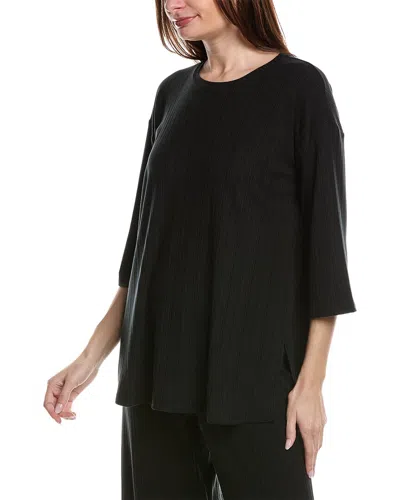 Eileen Fisher Variegated Rib Top In Black