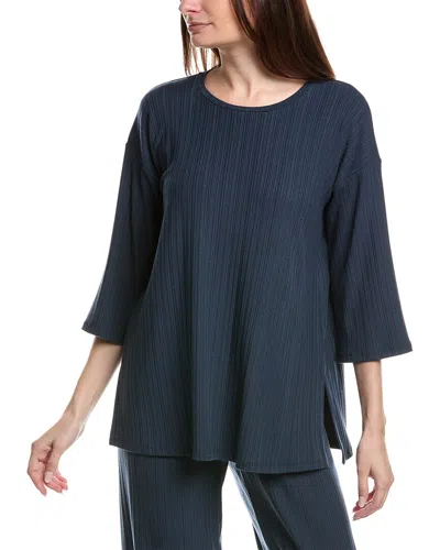 Eileen Fisher Variegated Rib Top In Blue