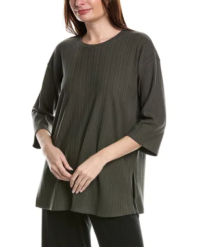 Eileen Fisher Variegated Rib Top In Grey