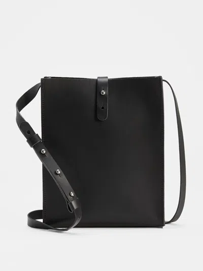 Eileen Fisher Vegetable Tanned Italian Leather Crossbody Bag In Black